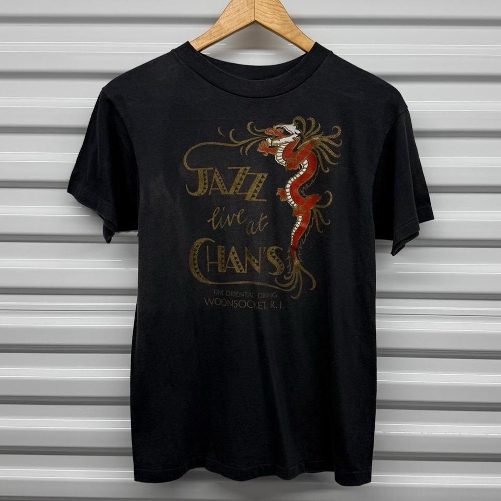 Vintage 80s Jazz Live At Chans Traditional Chinese Dragon Music T-Shirt Size M